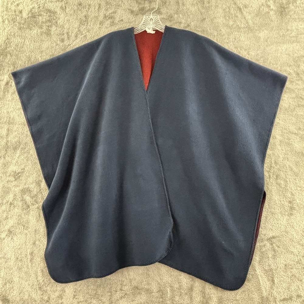 Woolrich Reversible Fleece Blanket Wrap One Size Navy Blue Maroon
